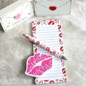 Handcrafted DTF Wrapped Lip💋 Pen with 1 magnetic notepad 1 Sticky Notepad
